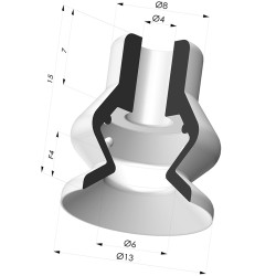 Bellows Suction Cup 1.5 folds Series 8, Ø 13 mm