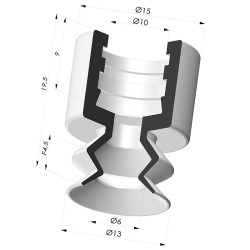 Bellows Suction Cup 1.5 folds Series 8, Ø 12.8 mm