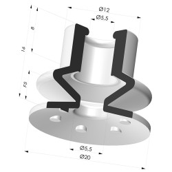1.5 bellows suction cup series 8, Ø 19.8 mm
