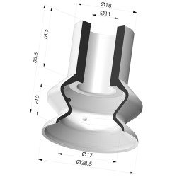 Bellows Suction Cup 1.5 folds Series 8, Ø 30 mm