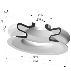 Bellows Suction Cup 1.5 folds Series 8, Ø 38 mm