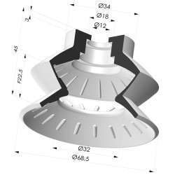 Bellows Suction Cup 1.5 folds Series 8, Ø 72 mm