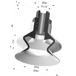 Bellows Suction Cup 1.5 folds Series 8A, Ø 44 mm