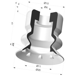 Bellows Suction Cup 1.5 folds Series 81SB, Ø 20 mm
