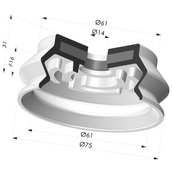 Bellows Suction Cup 1.5 folds Series 8SB SPF, Ø 75 mm