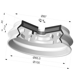 Bellows Suction Cup 1.5 folds Series 8SB SPF, Ø 100 mm