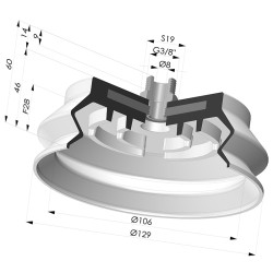 Bellows Suction Cup 1.5 folds Series 8SB, Ø 125 mm with Fitting