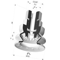 Bellows Suction Cup 1.5 folds Series 8R, Ø 32 mm