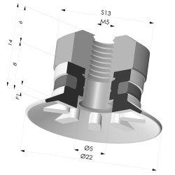 Flat Suction Cup Series 90, Ø 20 mm