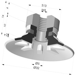 Flat Suction Cup Series 90, Ø 30 mm
