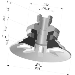 Flat Suction Cup Series 90, Ø 50 mm