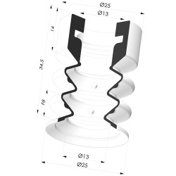 Bellows Suction Cup 2.5 folds Series 8, Ø 25 mm