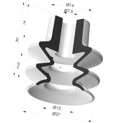 Bellows Suction Cup 2.5 folds Series 8, Ø 27 mm