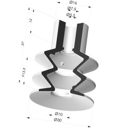 Bellows Suction Cup 2.5 folds Series 8, Ø 30 mm