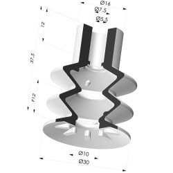 Bellows Suction Cup 2.5 folds Series 8, Ø 30 mm