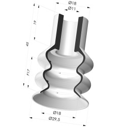 Bellows Suction Cup 2.5 folds Series 8, Ø 30 mm