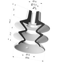Bellows Suction Cup 2.5 folds Series 8, Ø 36 mm