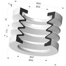 Bellows Suction Cup 2,5 folds Series 8, Ø 44.3 mm