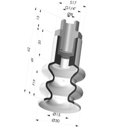 Bellows Suction Cup 2.5 folds Series 8B, Ø 30 mm