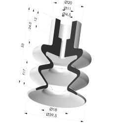 Bellows Suction Cup 2.5 folds Series 8B, Ø 40 mm