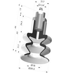 Bellows Suction Cup 2.5 folds Series 8B, Ø 40 mm