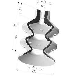 2.5 Bellows Suction Cup Series 8M Ø 25MM