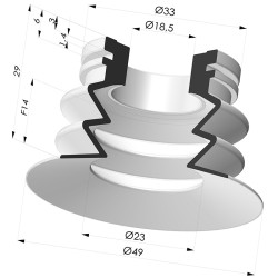 Bellows Suction Cup 2.5 folds Series 8SC-2, Ø 50 mm