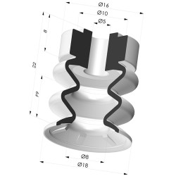 Bellows Suction Cup 2.5 folds Series 8TR, Ø 18.1 mm