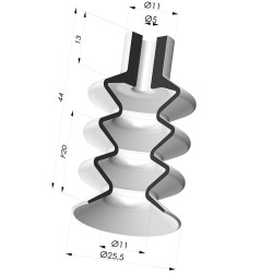 Bellows Suction Cup 3.5 folds Series 8, Ø 26 mm