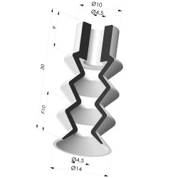 Bellows Suction Cup 3.5 folds Series 8, Ø 14 mm