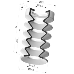 Bellows Suction Cup 4.5 folds Series 8, Ø 25 mm