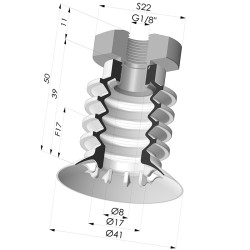 Bellows Suction Cup 4.5 folds Series 95, Ø 41 mm
