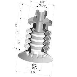 Bellows Suction Cup 4.5 folds Series 95, Ø 41 mm