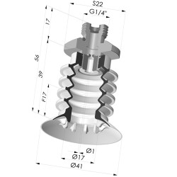 Bellows Suction Cup 4.5 folds Series 95, Ø 41 mm