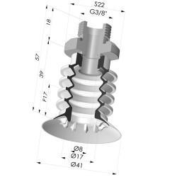 Bellows Suction Cup 4.5 folds Series 95, Ø 41 mm
