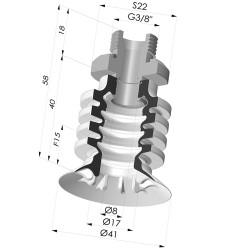 Bellows Suction Cup 4.5 folds Series 95-2, Ø 41 mm