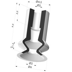 Bellows Suction Cup 1.5 folds Series 91, Ø 6 mm