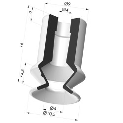 Bellows Suction Cup 1.5 folds Series 91, Ø 10 mm
