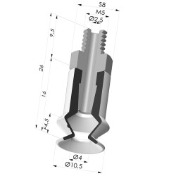 Bellows Suction Cup 1.5 folds Series 91, Ø 10 mm