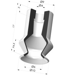 Bellows Suction Cup 1.5 folds Series 91, Ø 11 mm