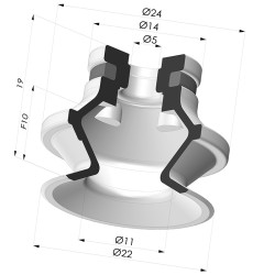 Bellows Suction Cup 1.5 folds Series 91, Ø 20 mm