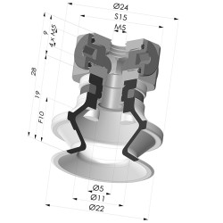 Bellows Suction Cup 1.5 folds Series 91, Ø 20 mm