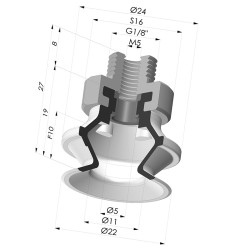 Bellows Suction Cup 1.5 folds Series 91, Ø 20 mm