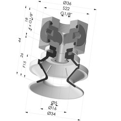 Bellows Suction Cup 1.5 folds Series 91, Ø 35 mm