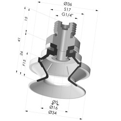 Bellows Suction Cup 1.5 folds Series 91, Ø 35 mm