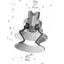 Bellows Suction Cup 1.5 folds Series 91, Ø 35 mm