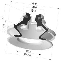 Bellows Suction Cup 1.5 folds Series 91, Ø 40 mm