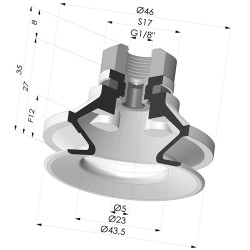 Bellows Suction Cup 1.5 folds Series 91, Ø 40 mm