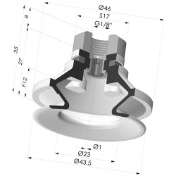 Bellows Suction Cup 1.5 folds Series 91, Ø 40 mm