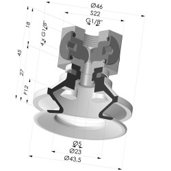 Bellows Suction Cup 1.5 folds Series 91, Ø 40 mm